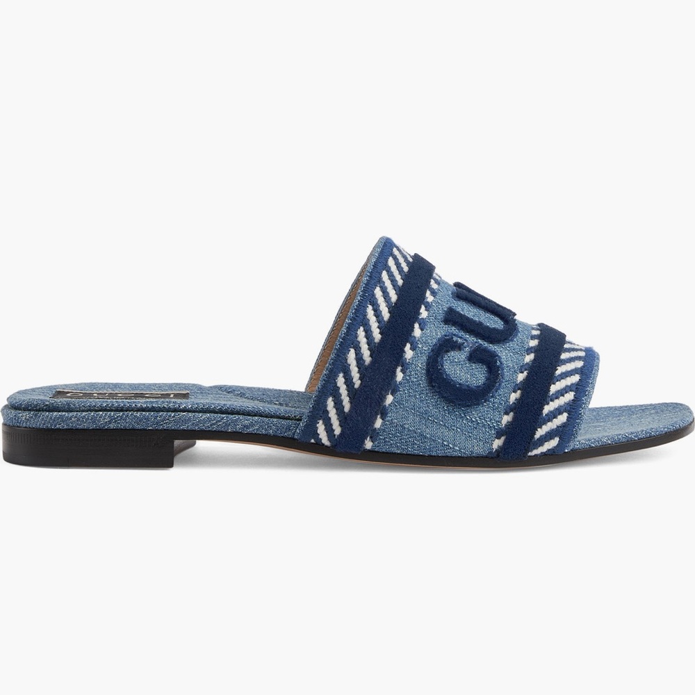 Authentic Gucci Jane Slide Sandal Denim Light Blue New 7 US 37 EU - Picture 3 of 11